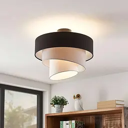 Дизайнерська люстра IONOS 1 з текстильним абажуром Line.F MJ 159-500 BK+WT+WT