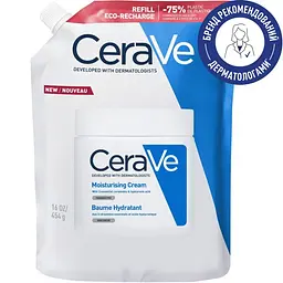 Зволожувальний крем CeraVe для сухої та дуже сухої шкіри обличчя і тіла (змінний блок) 454 г - мініатюра 2