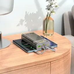 Портативна батарея Powerbank Hoco J104A Discovery Edition 22.5W with cable 20000mAh Grey - мініатюра 7