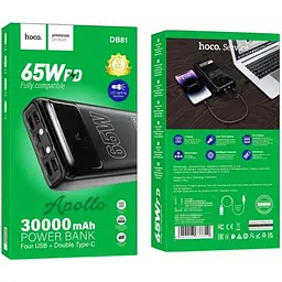Зовнішній акумулятор Hoco DB81 Apollo 30000mAh 65W Black [122805] - мініатюра 7
