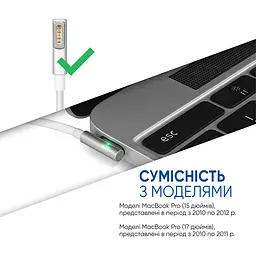 Зарядний пристрій для макбука 85W, MagSafe (T-tip), білий блок живлення, зарядний пристрій для ноутбука + магнітний кабель, швидка зарядка, адаптер живлення Apple MacBook (ARS15301) - мініатюра 4