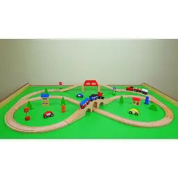 Іграшкова залізниця Viga Toys дерев'яна 49 елементів (56304) - мініатюра 3