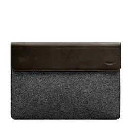 Чохол-конверт BlankNote із клапаном шкіра+фетр для MacBook 14" Темно-коричневий Crazy Horse - мініатюра 6