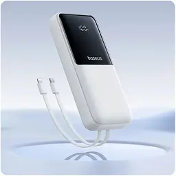 Зовнішній акумулятор Baseus EnerFill Power Bank 20000mAh 22.5W із 2 вбудованими кабелями USB-C + iP білий - мініатюра 3