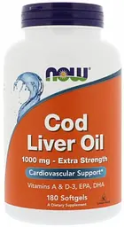 Риб'ячий жир з печінки тріски Now Foods Cod Liver Oil 1000 мг 180 гелевих капсул