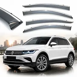 Дефлектори вікон вітровики Benke для Volkswagen Tiguan 2017- Europe (Хром Молдинг Нержавіюча сталь 3D) BVWTG1723-W/S