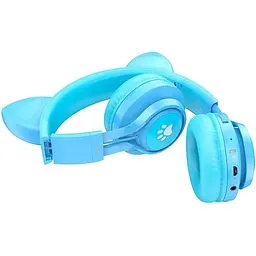 Навушники дитячі Hoco Cat ear kids BT headphones W39 блакитні - мініатюра 2