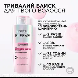 Шампунь для надання блиску тьмяному волоссю L'Oreal Paris Elseve Glycolic Gloss Shampoo 200 мл - мініатюра 4