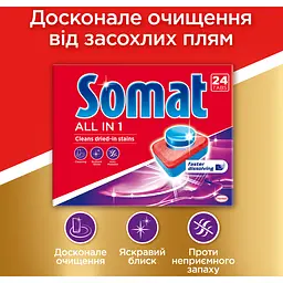 Таблетки для посудомийної машини Somat Exellence All in one Все в 1 24 шт. - мініатюра 3