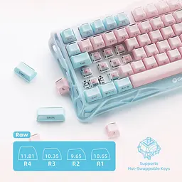 GravaStar Клавіатура механічна GravaStar Mercury K1 Lite 80keys, GravaStar x BSUN Grey, BT/WL/USB, Lumen Rose - мініатюра 3