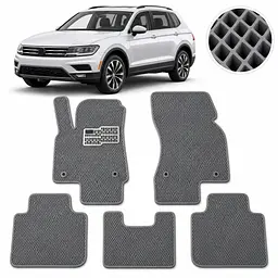 Килимки в салон EVA для Volkswagen Tiguan II USA Allspace 2015- з підп'ятником Сірі 5 шт