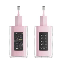 Мережевий зарядний пристрій Acefast A45 USB/2 Type-C QC PD PD65W GaN рожевий - мініатюра 6
