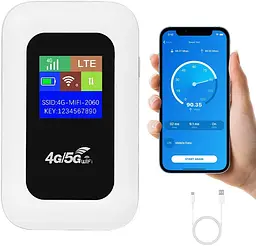 Портативний 4G LTE роутер Pix-Link Mobile Router PH312-E кишеньковий Wi-Fi модем із LED дисплеєм White (19179) - мініатюра 2