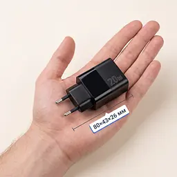 Комплект Essager: зарядний пристрій 20W (USB-C) + кабель USB-C-USB-C, EU, чорний - мініатюра 4