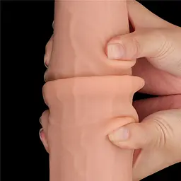 Фалоімітатор LoveToy Sliding-Skin Dual Layer Dong King Sized 34 см тілесний - мініатюра 14