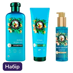 Набір Herbal Essences Відновлення з аргановою олією: шампунь 350 мл + бальзам-ополіскувач 250 мл + олія для волосся Еліксир 95 мл