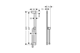 Душова штанга Hansgrohe Unica E Puro 65 см зі шлангом matt black 24404670 - мініатюра 4