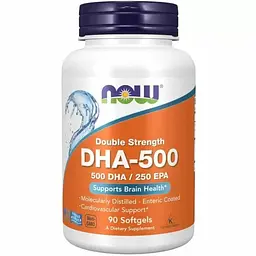 Жирні кислоти NOW DHA 500 mg, 90 капсул
