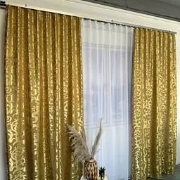 Штори жаккард "Вензель" золотистий 150х270 см, 2шт, тасьма ALBO pbe0052941 - мініатюра 6
