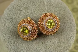 Сережки Xuping Jewelry Бароко з салатовим каменем 1,6 см золотисті - мініатюра 2