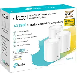 MESH-система TP-Link mesh Deco X20 AX1800 3Pcs White 802.11ax (DECO X20(3-PACK)) - мініатюра 4