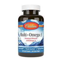 Жирные кислоты Carlson Мультивитамины с Омега-3, Multi + Omega-3, 60 гелевых капсу (CL15850)