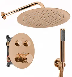 Душова система прихованого монтажу з термостатом Rea Lungo Diamond + Box copper REA-P6968