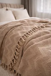 Плед-покривало Cotton TURComFor бавовна бежевий євро 200х230 см TC303375969 - мініатюра 3