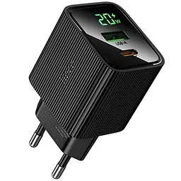 Мережевний зарядний пристрій Hoco CS83A Excellent with digital display PD20W+QC3.0 1USB-A/1C Black
