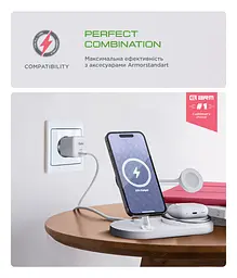 Зарядний пристрій AR373 GaN 20W White з портом USB-C, підтримка Power Delivery, швидка зарядка для смартфонів і планшетів Apple, Samsung, Xiaomi, ArmorStandart (ARM77569) - мініатюра 9