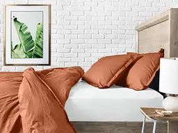 Комплект постільної білизни Cosas євро з простирадлом на резинці AMBER CS8 200 x 220 см (Ranfors_Terrakot_El160-White_200) - мініатюра 3