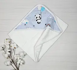 Дитячий рушничок-куточок 80х80 a.l.babybox Панда на кульках Білий 2