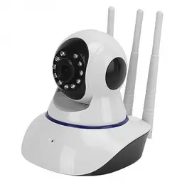 IP камера поворотна Wi-Fi 6030, бездротова, 3 антени, microSD, відеоспостереження, біла