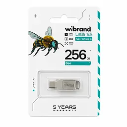 Флеш-накопичувач Wibrand USB 3.2 Gen1 Bee 256GB USB Type-A/USB Type-C Silver (WI3.2TC/BE256TC039S) - мініатюра 2