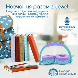 Дротові дитячі навушники з вушками кота Promate Jewel Аква - мініатюра 8