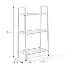 Стелаж-етажерка триярусний з металу білий 60x33x110см SW-00002103 - мініатюра 2