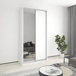 Шафа-купе дводверна MebelStar Стандарт AL ДСП/Дзеркало 120x45x240 см Аляска білий (MBS-3665)