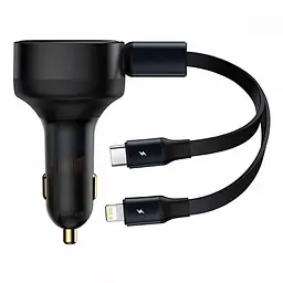 Зарядний пристрій для автоадаптер 2 в 1 Baseus Enjoyment Retractable Type-C + Type-C 33 W - мініатюра 2