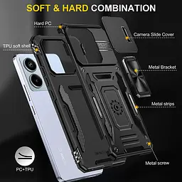 Ударостійкий чохол Camshield Army Ring для Xiaomi Poco X6 Pro Чорний / Black - мініатюра 5