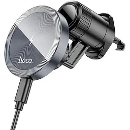 Кріплення для телефонa Hoco HW6 Vision metal magnetic wireless fast charging car holderair outlet чорний