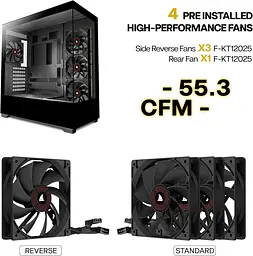 Комп'ютерний корпус KEDIERS P4 ATX Mid Tower з 4 вентиляторами - мініатюра 9