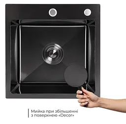 Мийка для кухні інтегрована Lidz Handmade H4545HB Decor Black PVD Honeycomb 2,5/0,5 мм LDH4545HDECBLM49438 - мініатюра 2