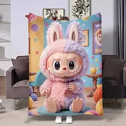 Плед 3D подарунковий з принтом Лабубу №11 135×160 см плюшевий для дітей і дорослих