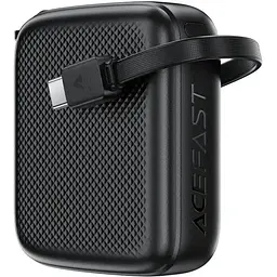 УМБ Acefast 10000mAh 20W PD,QC3.0 USB-C In/Out with build Type-C cable, M15 Black
