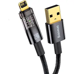 Кабель Baseus Explorer Series Auto Power-Off Fast USB to Lightning 2.4A 2m Black (CATS000501) [86021] - мініатюра 2