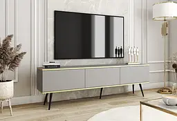 Тумба під телевізор Perfect Home Оро / Oro 3-дверна з чорними ніжками RTV175 Сірий (PFH-091338)