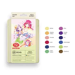 Набір олівців акварельних 99IDEAS "Aqua Expert" 12 кольорів, Manga Set, металева коробка, 99AE-12MANG - мініатюра 3