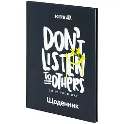 Щоденник шкільний Kite Don't listen 170х238 мм чорний (K25-262-7) - мініатюра 2