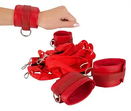 Бондажний набір Bad Kitty Naughty Toys Bed Restraints 5 шт. червоний - мініатюра 3