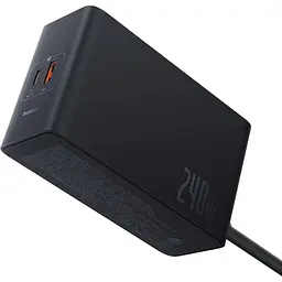 Зарядний пристрій Baseus Digital GaN Intelligent Desktop Fast Charger 240W (3xType+C+USB+DC) (With Cable DC to DC black (P10163901113-00) - мініатюра 3